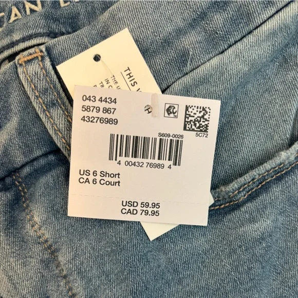 NWT American Eagle Luxe Curvy High-Rise Skinny Kick Jean Size 6 Short - Picture 5 of 6